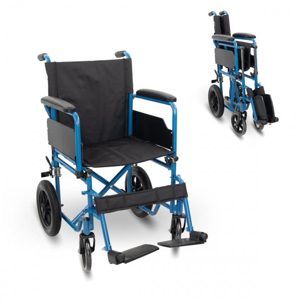 Faltbarer Rollstuhl | Kleine Räder | 40 cm | Blau | Marsella | Mobiclinic