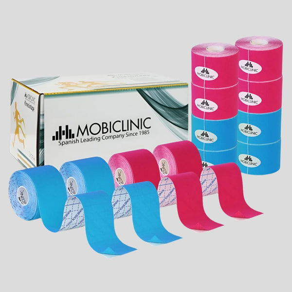 2er Pack Kinesio-Tape | Rosa und Blau | Neuromuskuläre Bandage | 5mx5cm | Modell: Mobitape | Mobiclinic