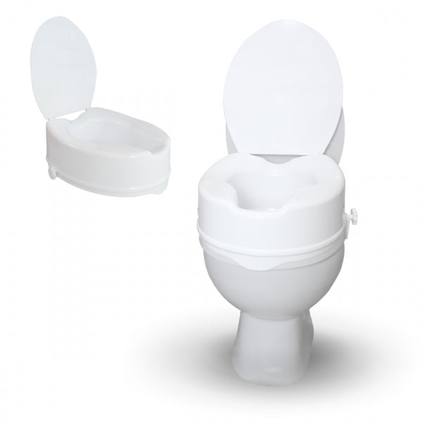 Elevador WC | Con tapa | 14 cm | Blanco | Ajustable | Titán | Hasta 160 Kg| Mobiclinic