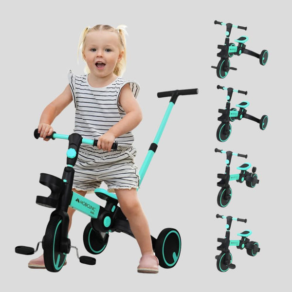 5-in-1-Dreirad | Evolutionär | Verstellbarer Sitzlenker |Max. 25 kg | Leicht | 1 Jahr und 5 Jahre | Blau | Chase | Mobiclinic