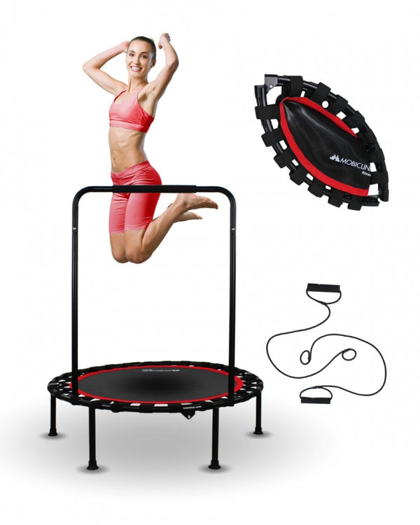 Rundes Fitness-Trampolin |Faltbar |Max. 150 kg |Verstellbare Armlehne |Abnehmbar | 101x101x118cm |Kangumobi |Mobiclinic