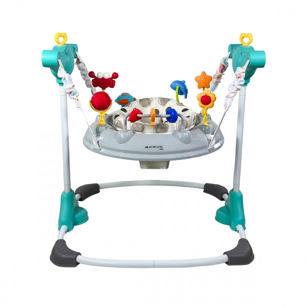 Baby Jumper | 8 Spielzeuge | 7 Lieder | 3 Höhen | 360º drehbarer Sitz | Waschbar | Tiger | Mehrfarbig | Mobiclinic