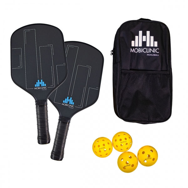 Set Pickleball | 2 raquetas de Fibra de Vidrio | 4 pelotas | Bolsa de transporte | Grip Antideslizante | Mobiall | Mobiclinic