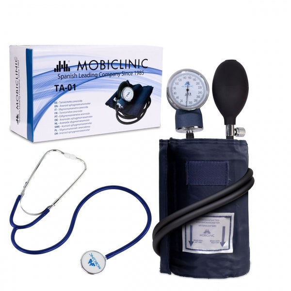 Pack de Tensiómetro de brazo manual y Fonendoscopio | Estetoscopio de aluminio y doble campana | Mobiclinic