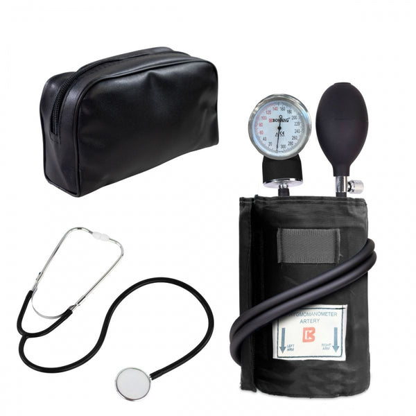 Manuelles Arm Tensiometer und Stethoskop Pack | Aluminium Doppelglockenstethoskop | Mobiclinic