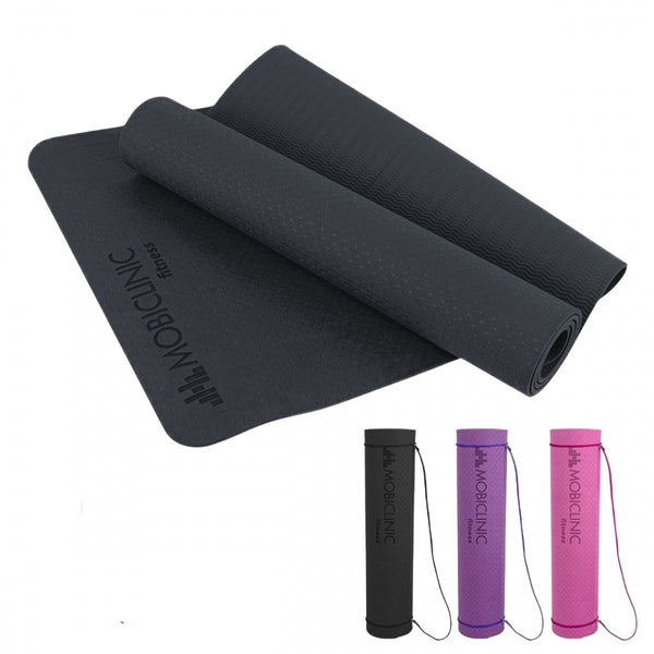 Yogamatte | Rutschfest | 181x61x0,6cm | Flexibel | TPE | Waschbar | Umweltfreundlich | Schwarz |EY-01| Mobiclinic