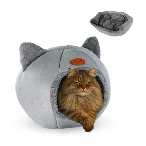 cama en forma de cueva nido color gris para mascotas de Mobiclinic