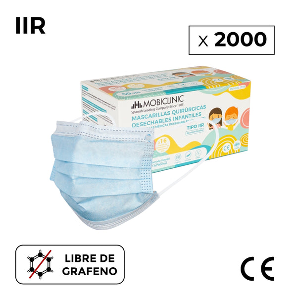 Medizinische IIR-Maske für Kinder | Einweg | 3 Schichten | 40 Boxen mit je 50 Stück | Mobiclinic