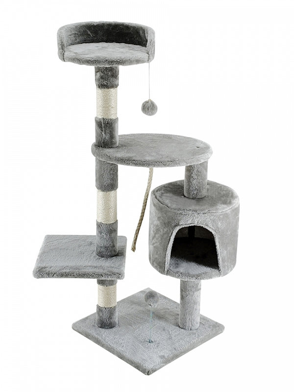 Kratzbaum für Katzen | Medium | Kratzbaum | 3 Höhen | 40x40x112 cm | Hellgrau | Modell: Silvestre | Mobiclinic